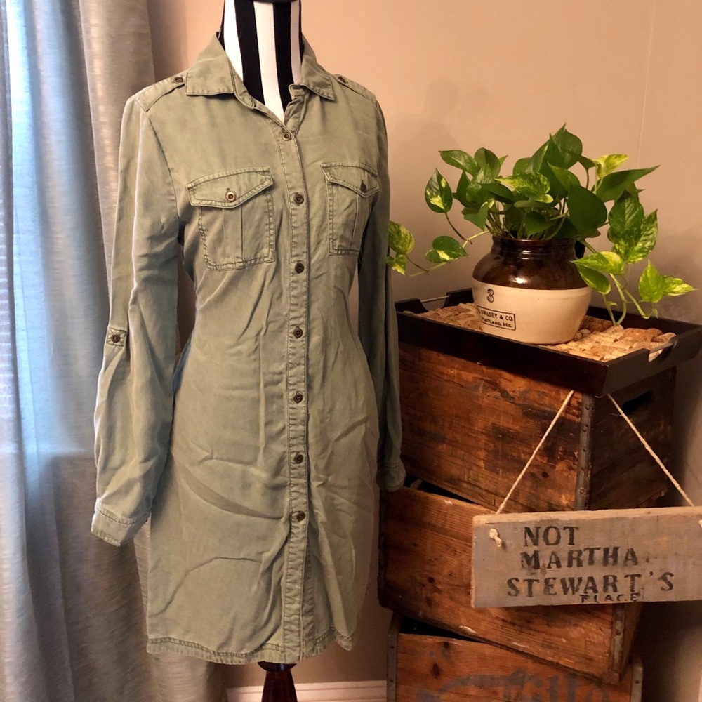 Kenneth Cole Reaction Olive Utility Dress Small